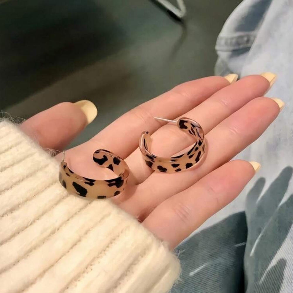 Leopard Print Hoop Earrings